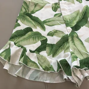 Show Me Your‎ Mumu Tropical Leaf Print Ruffle Hem High Rise Shorts Size XS thumbnail 3