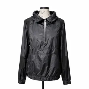 Fabletics Ziva Quarter Zip Windbreaker Jacket Kangaroo Pocket Black Sz M💛 thumbnail 2