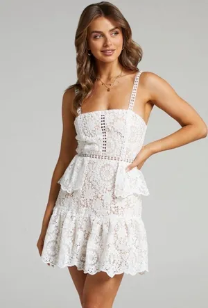 Showpo White Lace Dress thumbnail 1