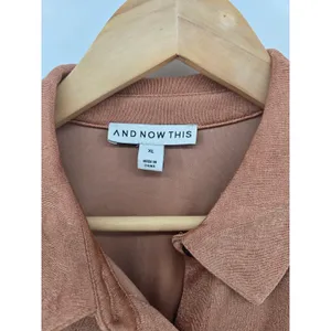 And Now This Shirt Dress Womens XL Metallic Rose Gold Button Up Tie Back EUC thumbnail 2