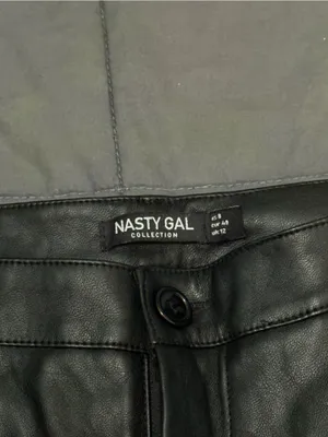Nasty Gal black leather shorts Size 8 #leather #biker zipper is detached thumbnail 4