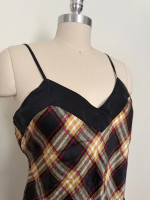 Vintage Silk Plaid Cami Multiple Size L thumbnail 2