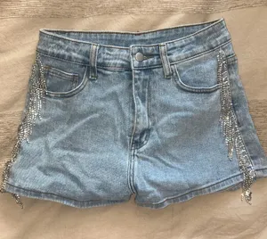 Windsor Light Blue Denim Silver Tassel Shorts thumbnail 1