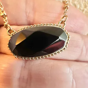 Black and gold tone pendant necklace thumbnail 10