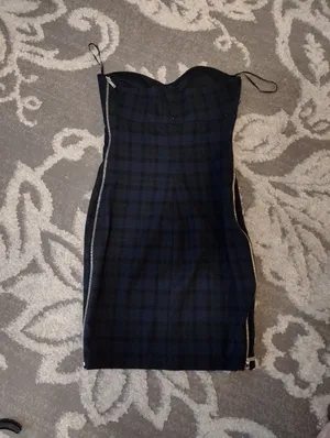 Zara Strapless Green Plaid Sheath Dress thumbnail 3