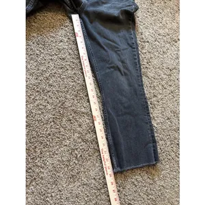 Everlane Jeans Women's 32 Black Kick Crop Coated Raw Hem High Rise thumbnail 6