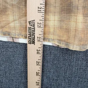 POL Plaid Button Front Shirt Contrast Collar Double Pocket Boho Size Small thumbnail 7
