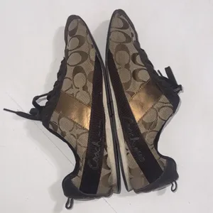 Coach Signature C Logo Canvas Brown Classic Patent Leather Sneakers Women's 9.5 thumbnail 12