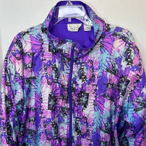 Vintage 80s Colorful Windbreaker Jacket Basic By Southern Classics Women’s Large thumbnail 2