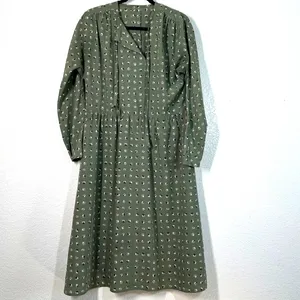L Dress Midi Cottagecore Grandmacore Prairie Ditsy Vintage Coquette Sage Green thumbnail 5