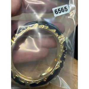 Gold & Black Snake-Inspired Hinged Bangle Bracelet With Rhinestone Embellishment thumbnail 11