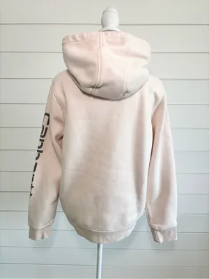 Carhartt Relaxed Fit Graphic Sleeve Hoodie Blush Pink Size S thumbnail 4