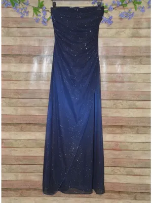 VTG Y2K 90s Midnight Blue Glitter Prom Dress Maxi Gown 5/6 Whimsygoth Fairy Core thumbnail 2