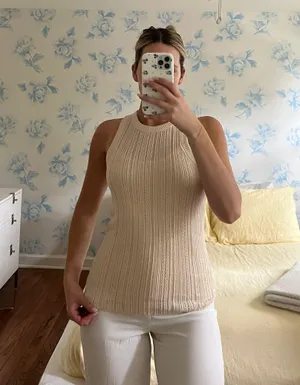 7 For All Mankind Tank Cream Crochet thumbnail 5