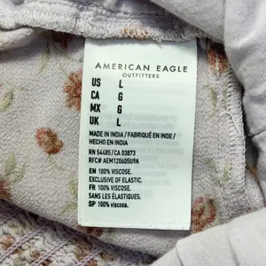 American Eagle‎ Floral Smocked Back Crop Top Purple Women Size Large Soft Girl thumbnail 4