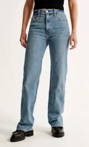 A&F High Rise 90s Relaxed Jeans Size 29/8 Regular Mid Blue‎ Wash thumbnail 1