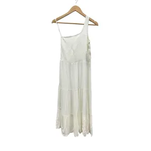 Becca by Rebecca Virtue Ponza Smocked One Shoulder Cover-up In White size L NWT thumbnail 3