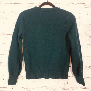 J. Crew Lambs Wool Blend Jewel Shoulder Sweater Emerald Green Women’s Small thumbnail 2