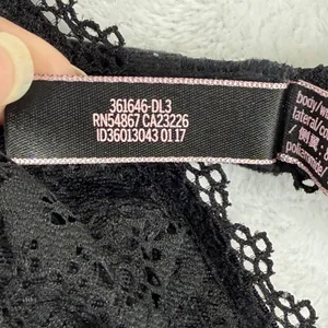Victoria's Secret Black Floral Lace‎ Bralette Unlined Wireless Scalloped M DL3 thumbnail 3