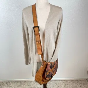 Patricia Nash Vintage‎ Patch leather saddle bag Nepali Coast Hawaii suede inside thumbnail 11