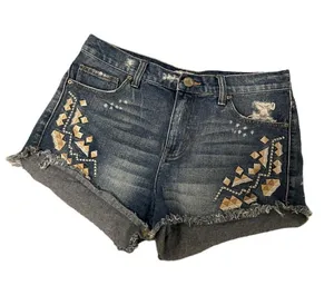 Free People Tan Stitch Print Jean Short thumbnail 1