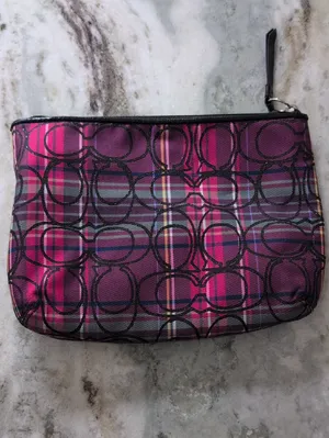 NWOT Coach Poppy Tartan Plaid Logo Cosmetic Bag | Coach Catch All Bag thumbnail 2