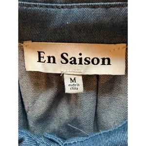 En Saison Tara Tiered Cotton Trapeez Shirtdress Women Medium Blue Mini Bohoi‎ thumbnail 10