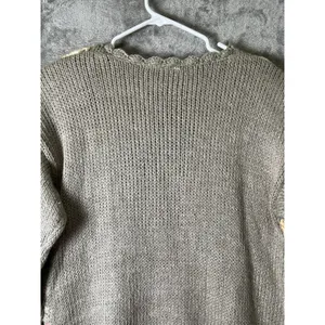 Vintage Ramie Cotton Leaf Knit Sweater Womens Oversized Cottagecore Boho Med New thumbnail 4