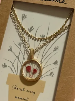 Bellissima 14k Dipped Gold Baby's Breath Inlay Double-Layer Necklace thumbnail 6