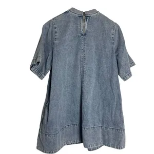 Free People Harlow Blue Denim Short Sleeve Shift A-Line Mini Dress Size XS thumbnail 9