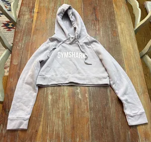 Gymshark Cropped Hoodie Small Gray White Workout Athletic thumbnail 1