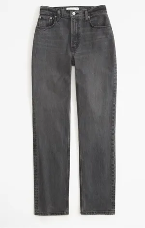 Abercrombie & Fitch The Ankle Straight Ultra High Rise Black Jeans thumbnail 1