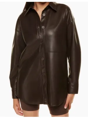 Aritzia Babaton Pelli Shirt Jacket in Brown thumbnail 1
