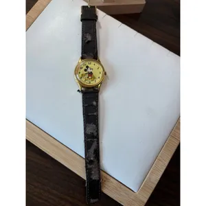 Disney Vintage Mickey Mouse Wristwatch With Worn Leather Strap # note replacement band thumbnail 6