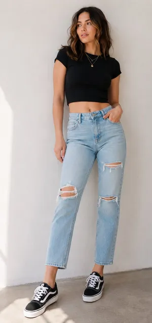 American Eagle Mom Straight High Rise Distressed Light Wash Denim Jeans thumbnail 1