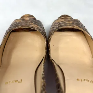 Christian Louboutin Altadama 140 Watersnake Open Toe Platform Heels Brown 38 thumbnail 4
