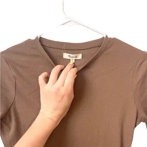 Madewell Ribbed Crewneck Full-Coverage Bodysuit Brown Size S thumbnail 4