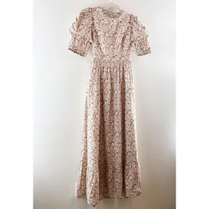 o.p.t One Pretty Time Hayden Puff Sleeve Open Back Floral Maxi Dress Pink Small thumbnail 6