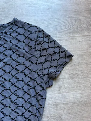 NWT White Fox All For Attention Monogram Sheer Short Sleeves Charcoal Top Size M thumbnail 5