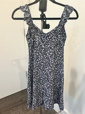 Ambiance Navy Floral Square-Neck Mini Dress thumbnail 4