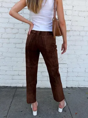 Vintage lizwear Brown suede leather high rise pants/ waist 24 #western #cowgirl #rodeo #autumn - fit like a 24 thumbnail 4