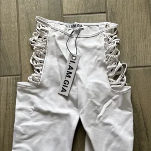 I.AM.GIA Vera Flare Pants with Lace-Up Sides in white thumbnail 2
