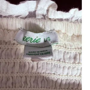 Aerie Ivory/White Smock Cropped Large Sheer Puff Sleeve Peasant Top cottagecore thumbnail 3