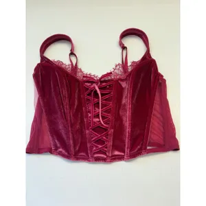 Victoria's Secret Corset Top Womens Medium Burgundy Velvet‎ Dream Angels Bustier thumbnail 6