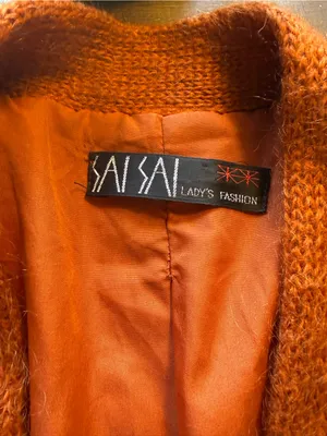Vintage 80's Sai Sai Cardigan Women's Mohair Sweater Orange Floral L Large Lined thumbnail 6