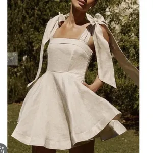 Dissh Aisle Pearl Bow Linen Mini Dress Size 6 Coastal Cowgirl graduation dress thumbnail 3