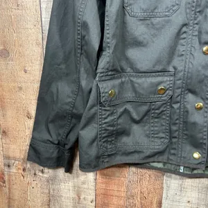 J.Crew Factory Relaxed Boyfriend Field Jacket Small Olive Green Cotton Utility thumbnail 2