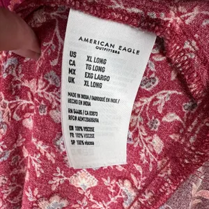 American Eagle Womens XL Long Boho Paisley Floral Gathered Mini Dress thumbnail 10