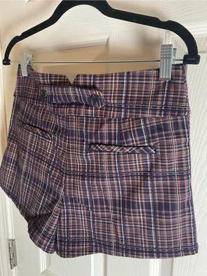 Free People Isla Plaid High Waisted Trouser Shorts Brown Navy Size 4 thumbnail 6