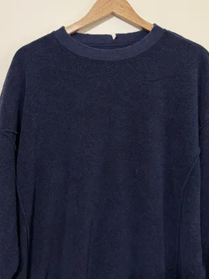 Aerie Crewneck Sweatshirt Size Small Oversized Navy Blue Terry Chill thumbnail 4